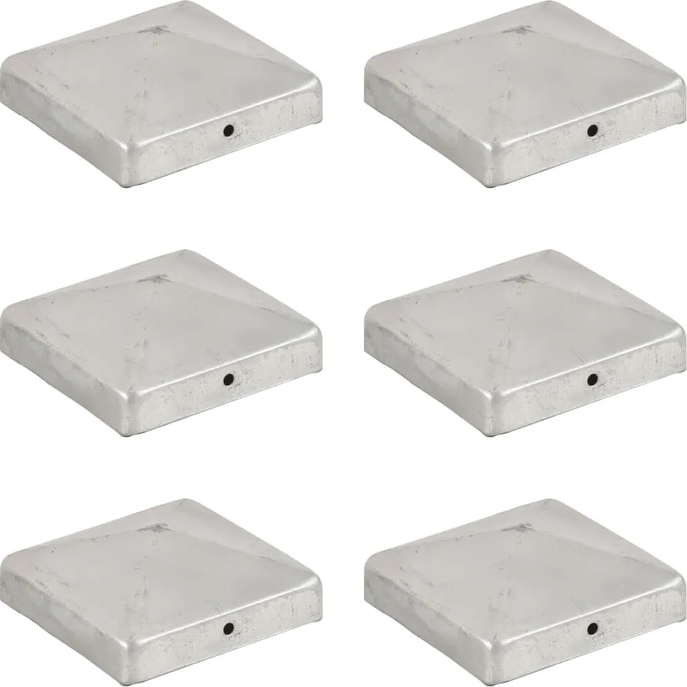 vidaXL Tampas piramidais postes vedação 6pcs metal galvanizado 91x91mm