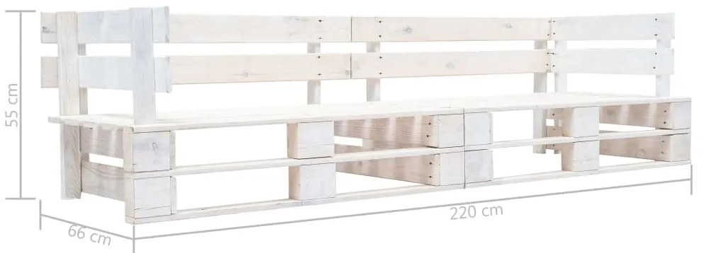 Sofá de paletes para jardim com 2 lugares madeira branco