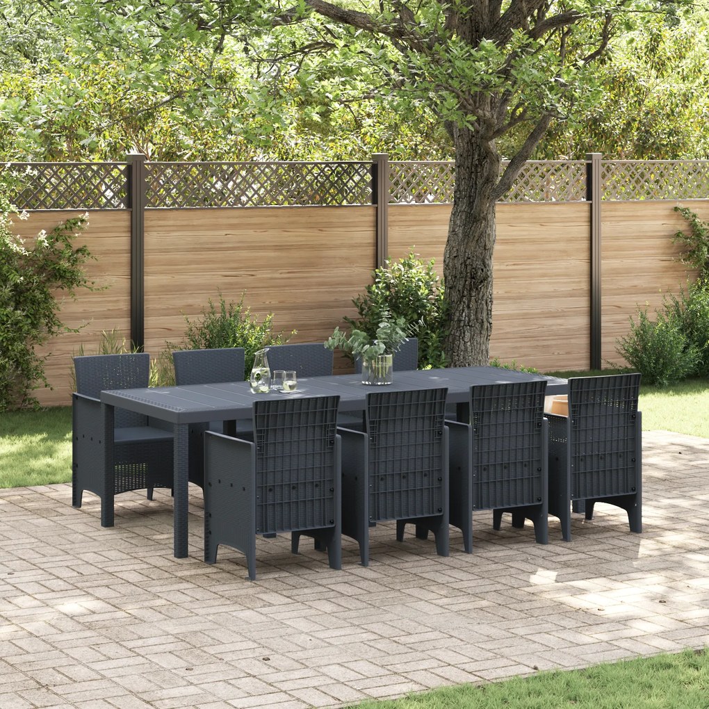 vidaXL Conjunto de Jantar de 9 Peças Rattan Sintético Cinza Escuro