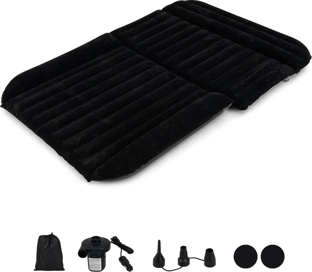 Colchão insuflável para carro Colchão de ar para com bomba, 3 bocais e bolsa de transporte 190 x 130 cm Preto