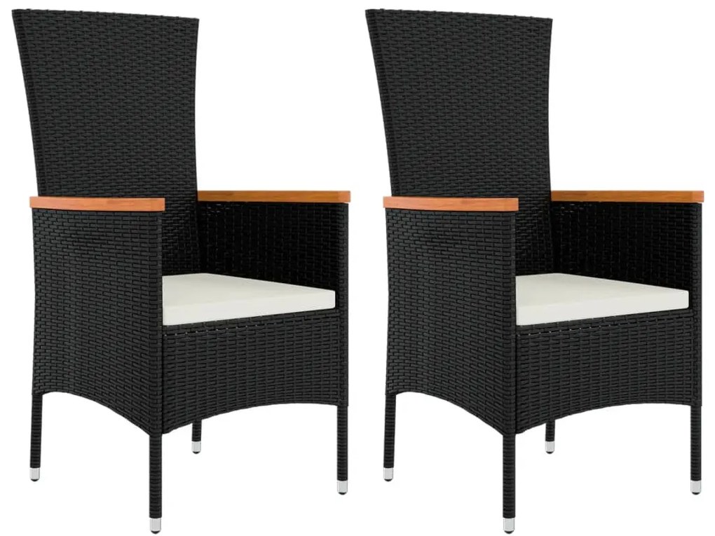 3 pcs conjunto lounge de jardim vime PE e aço preto