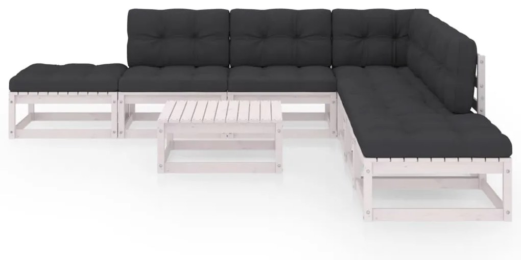 8 pcs conjunto lounge de jardim com almofadões pinho maciço