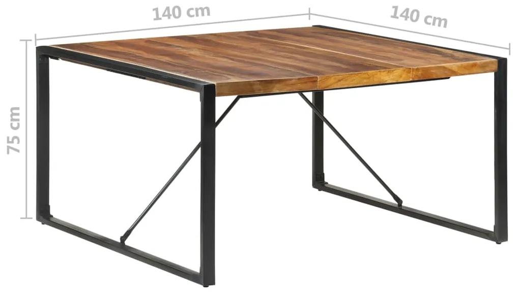 Mesa jantar 140x140x75 cm madeira maciça c/ acabamento sheesham