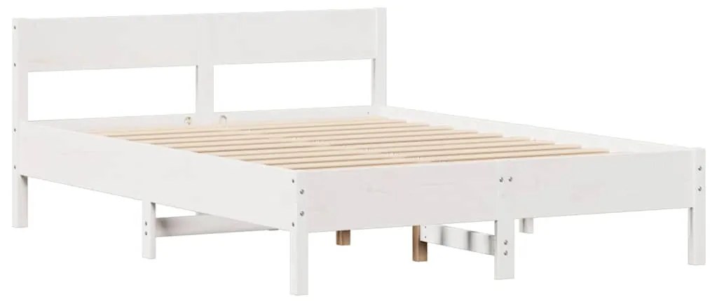 Cama sem colchão 140x190 cm madeira de pinho maciça branco