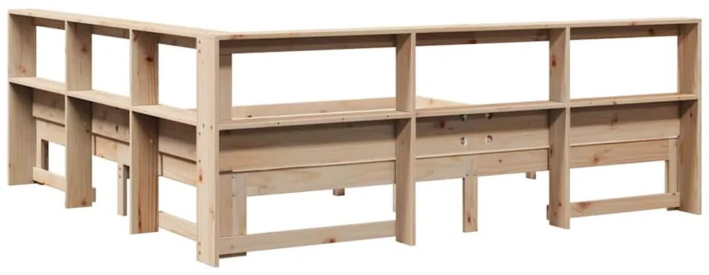 Cama com estante sem colchão 200x200 cm pinho maciço