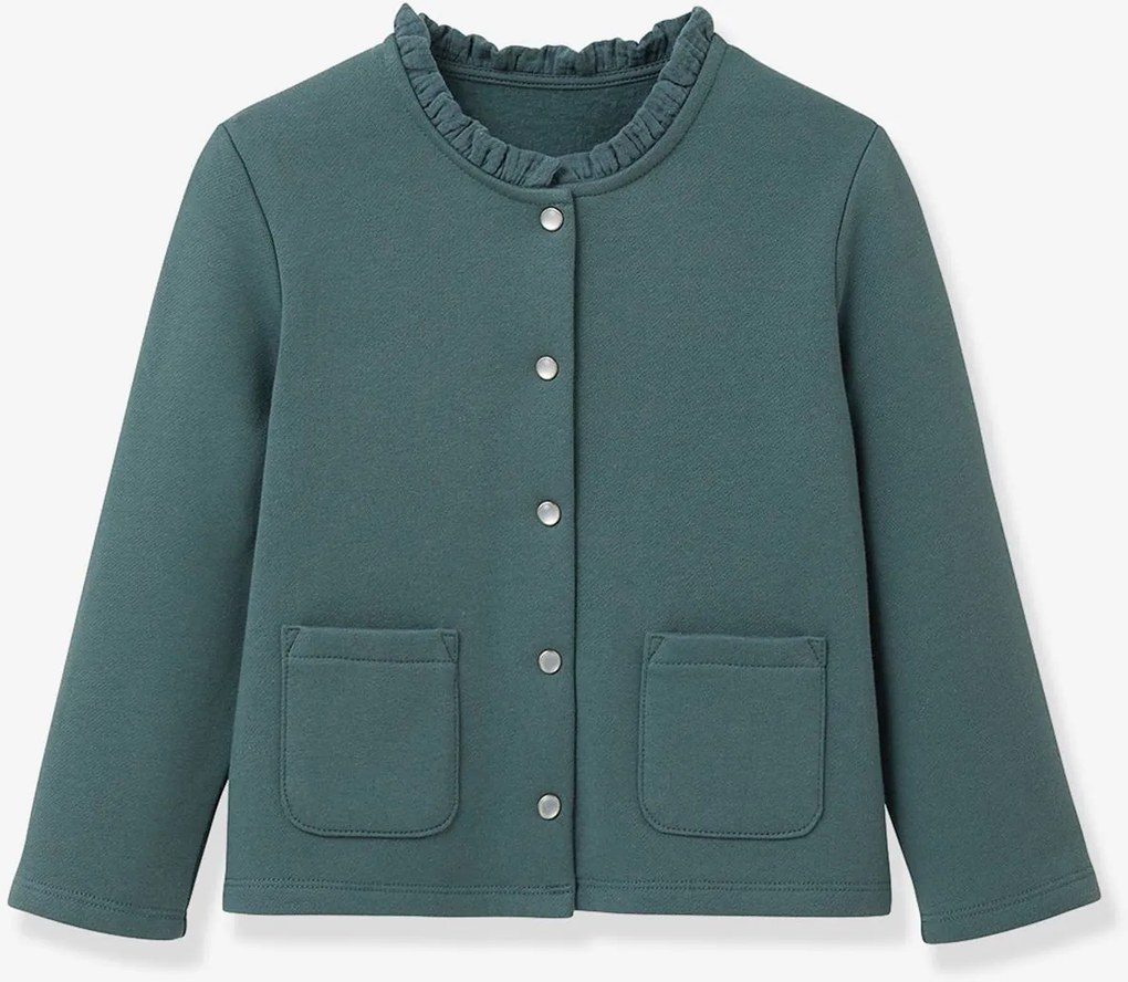 Cardigan em moletão CYRILLUS verde escuro