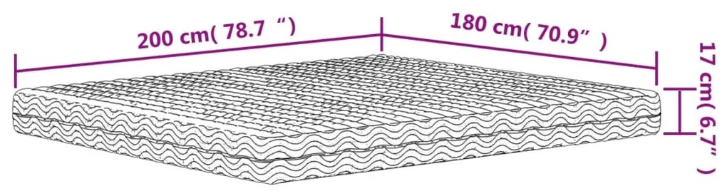 Colchão de espuma 180x200 cm dureza H2 H3 branco