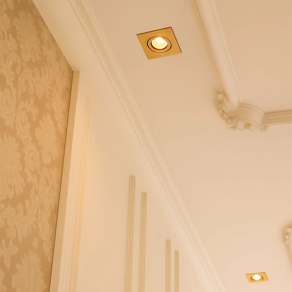 Foco embutido moderno quadrado dourado IP44 - Xena