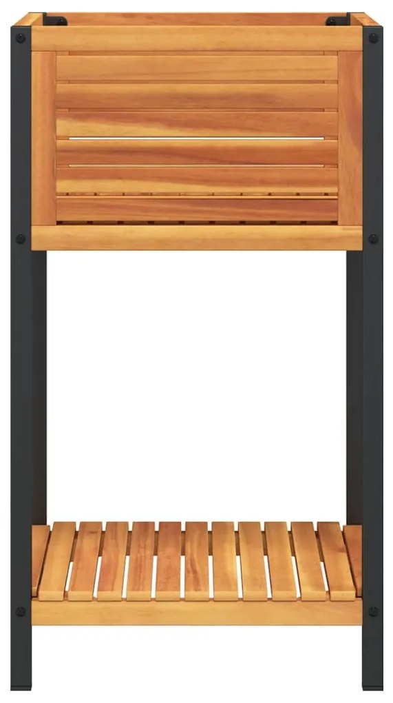 Vaso/floreira jardim c/ prateleira 45x45x80cm acácia maciça/aço