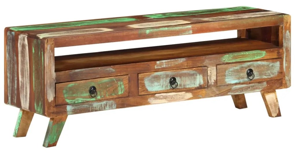 Móvel de TV 110x30x40 cm madeira recuperada maciça multicor