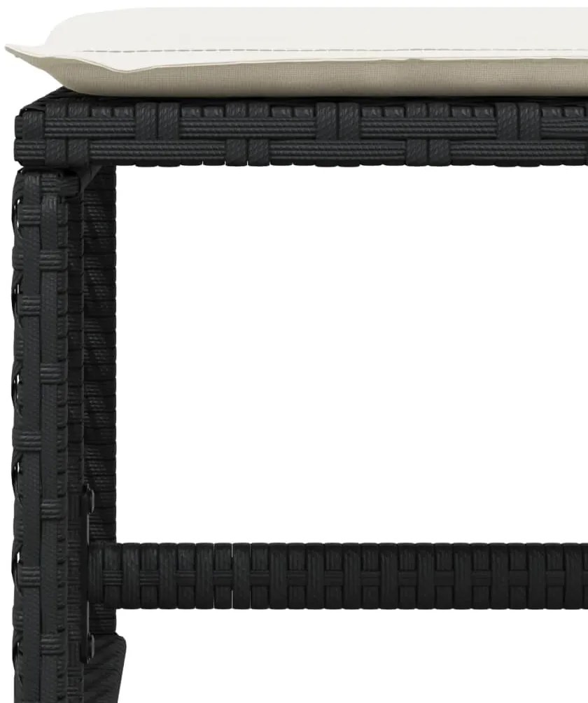 17 pcs conjunto de jantar p/ jardim c/ almofadões vime PE preto