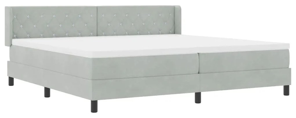 Cama Box Spring com Colchão vidaXL Cinza Claro 200x200 cm Veludo