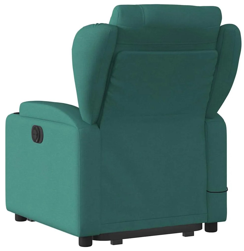 Poltrona elétrica elevatória massagens tecido verde-escuro