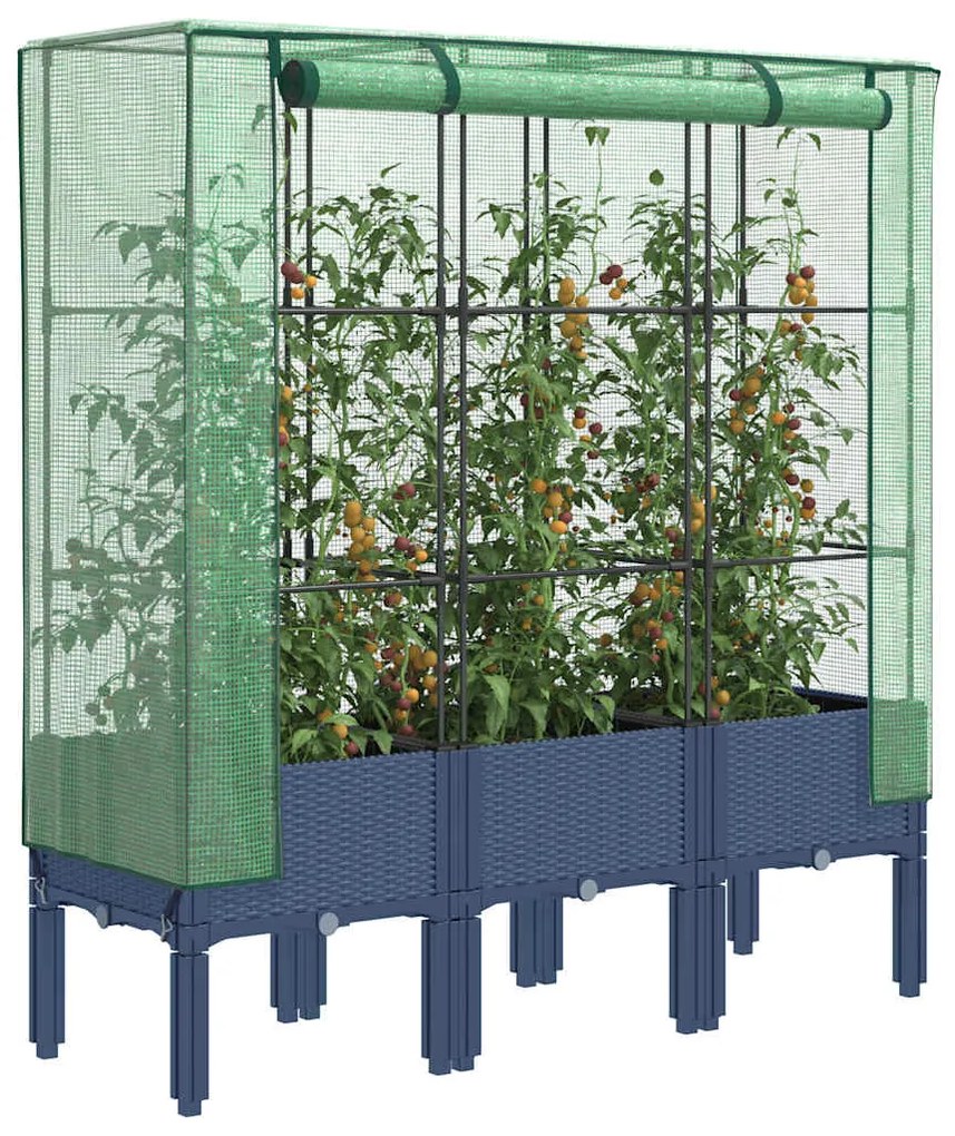 vidaXL Canteiro elevado com cobertura de estufa aspeto de vime