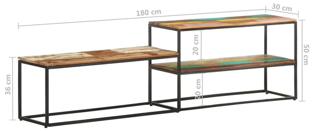 Móvel de TV 180x30x50 cm madeira recuperada maciça