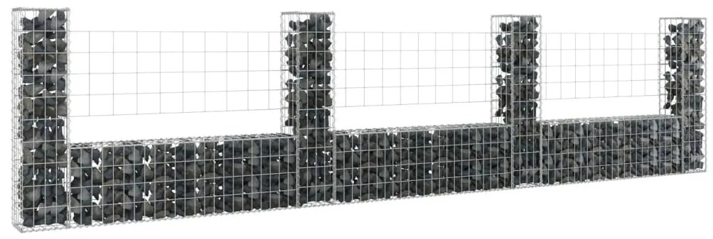 Cesto gabião em forma de U c/ 4 postes 380x20x100 cm ferro