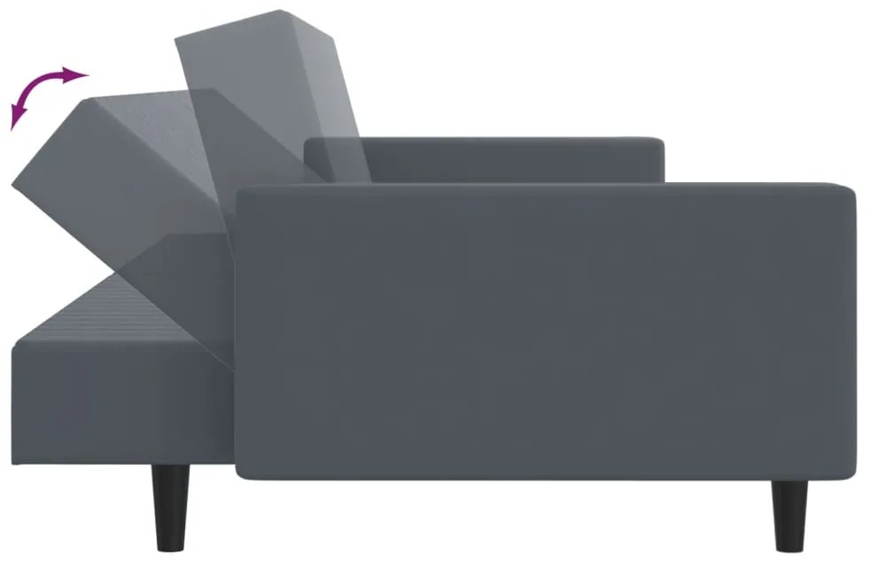 2 pcs conjunto de sofás veludo cinzento-escuro