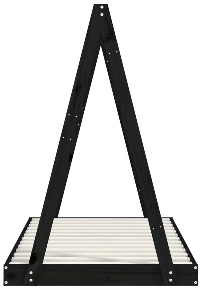 Estrutura de cama infantil 80x160 cm pinho maciço preto