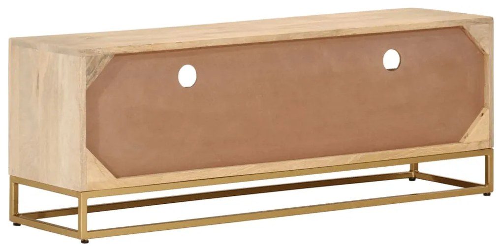Móvel de TV 110x30x40 cm madeira de mangueira maciça e ferro