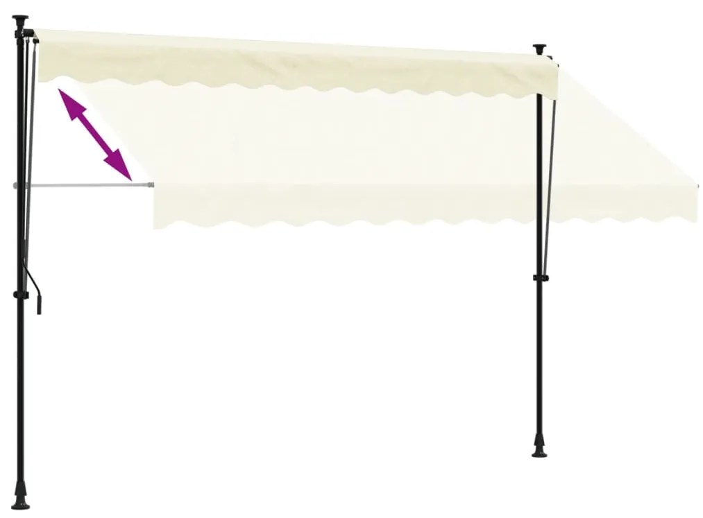 Toldo retrátil 300x150 cm tecido e aço cor creme