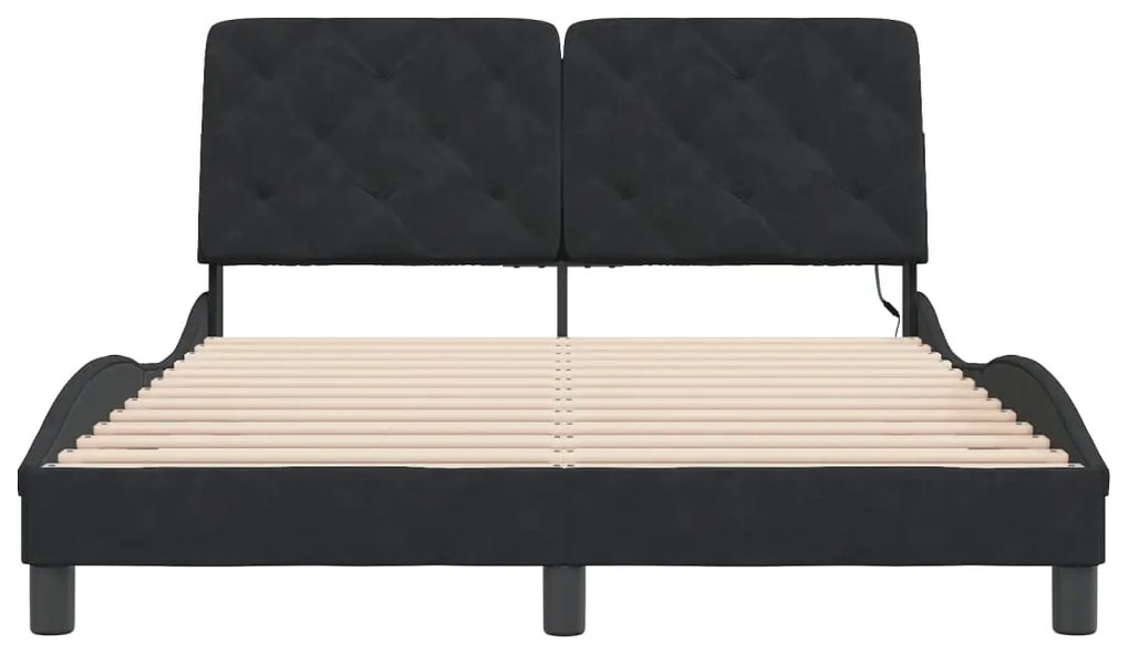 Estrutura de cama c/ luzes LED 120x200 cm veludo preto