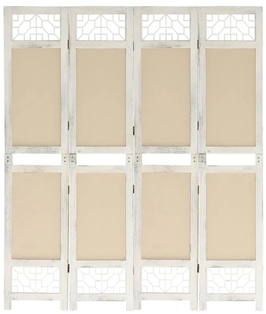 Biombo com 4 painéis 140x165 cm tecido cor creme