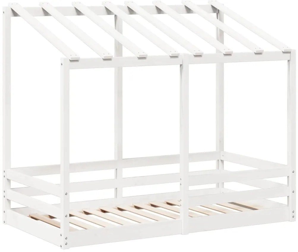 Cama infantil com telhado 70x140 cm pinho maciço branco