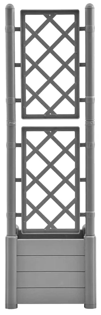 Vaso/floreira de jardim com treliça 43x43x142 cm PP cinza pedra