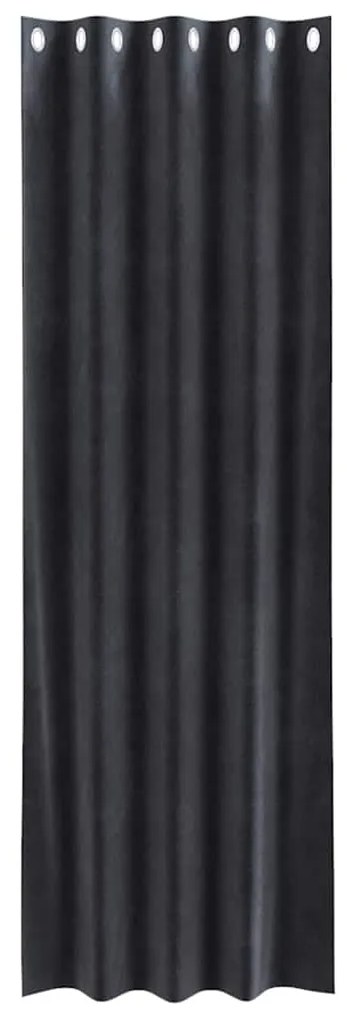 Cortinas Blackout vidaXL com Ilhós 2 pcs Veludo Cinza Escuro
