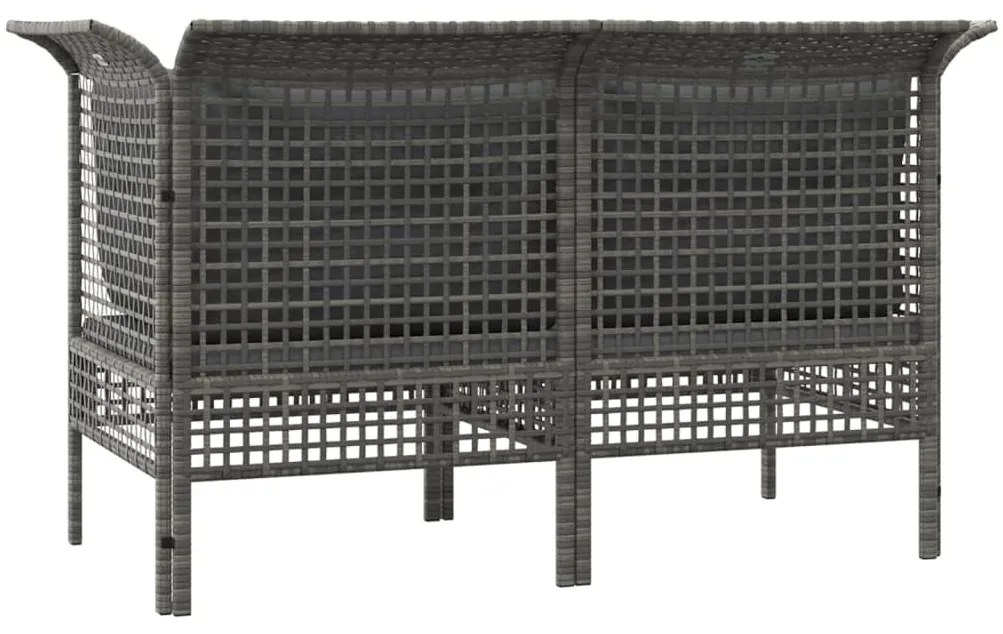 Sofás de canto p/ jardim c/ almofadões 2 pcs vime PE cinzento
