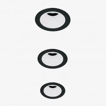 Pack De 3 Downlights Led Embutidos Com Molduras Redondas Ø5 Cm Em Alumínio Luisiana Preto - Branco & Branco Cálido 2700k & 3 W & 19º - Sklum