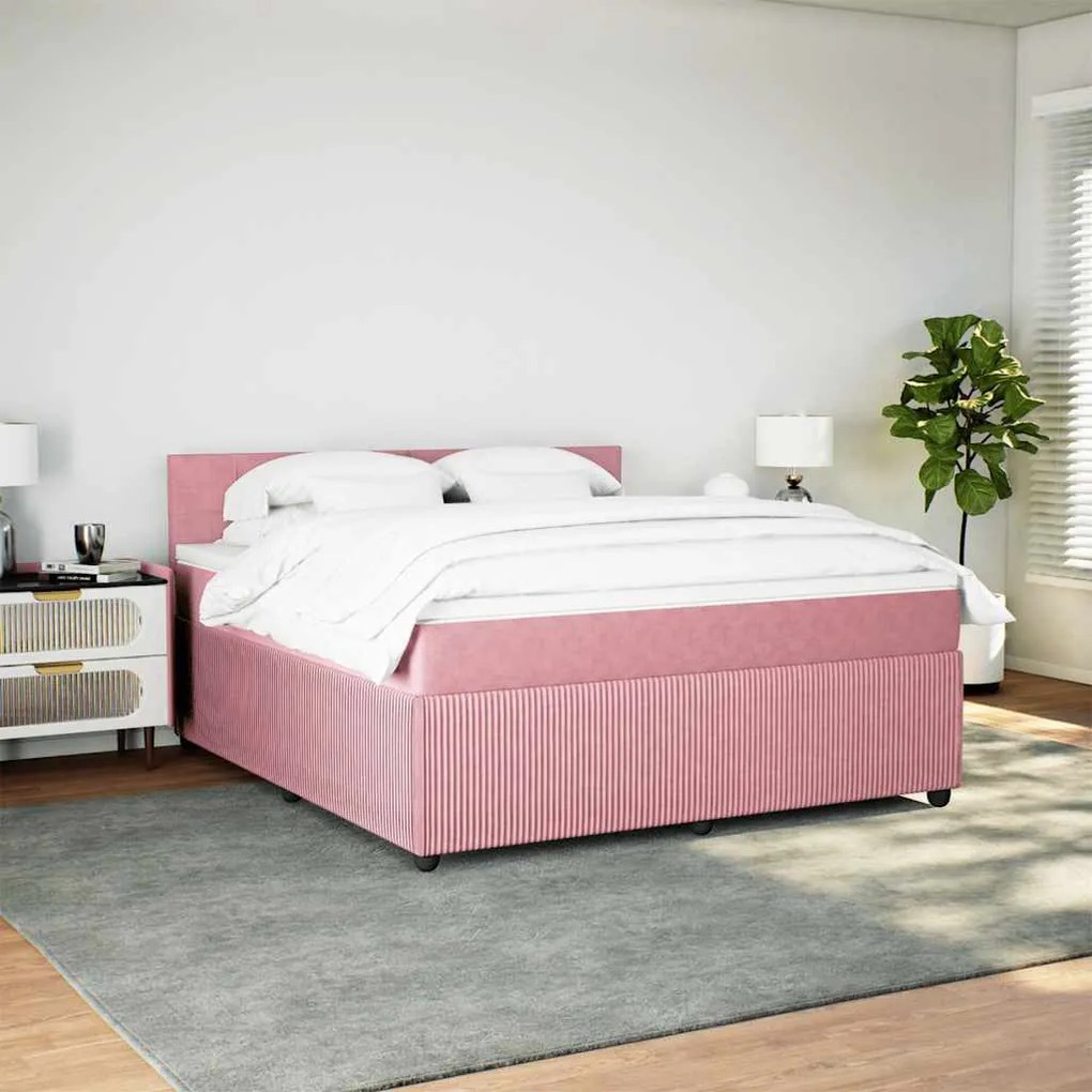 Cama com molas/colchão 180x200 cm veludo rosa
