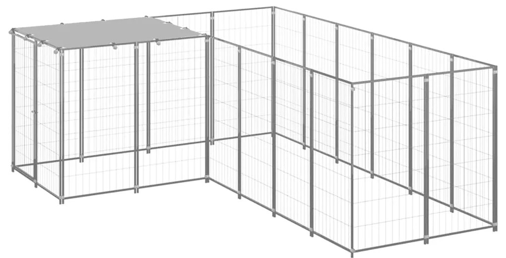 vidaXL Canil 4,84 m² aço prateado