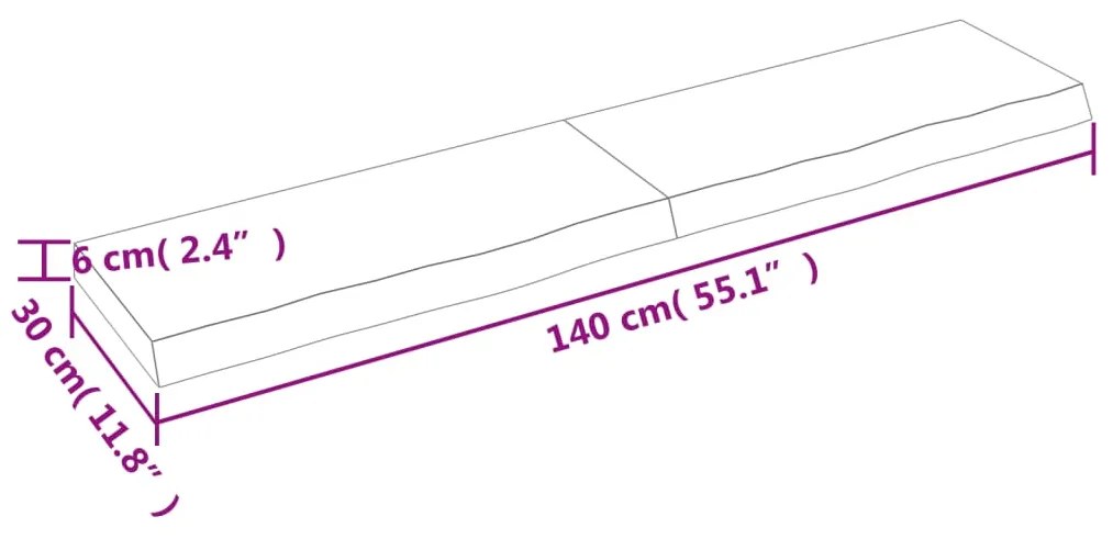Prateleira de parede 140x30x6 cm carvalho maciço não tratado