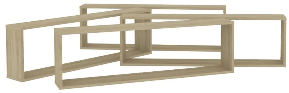Estantes parede cúbicas 4pcs derivados madeira carvalho sonoma