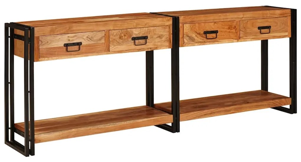 Mesas consola 2 pcs Castanho Madeira de acácia maciça