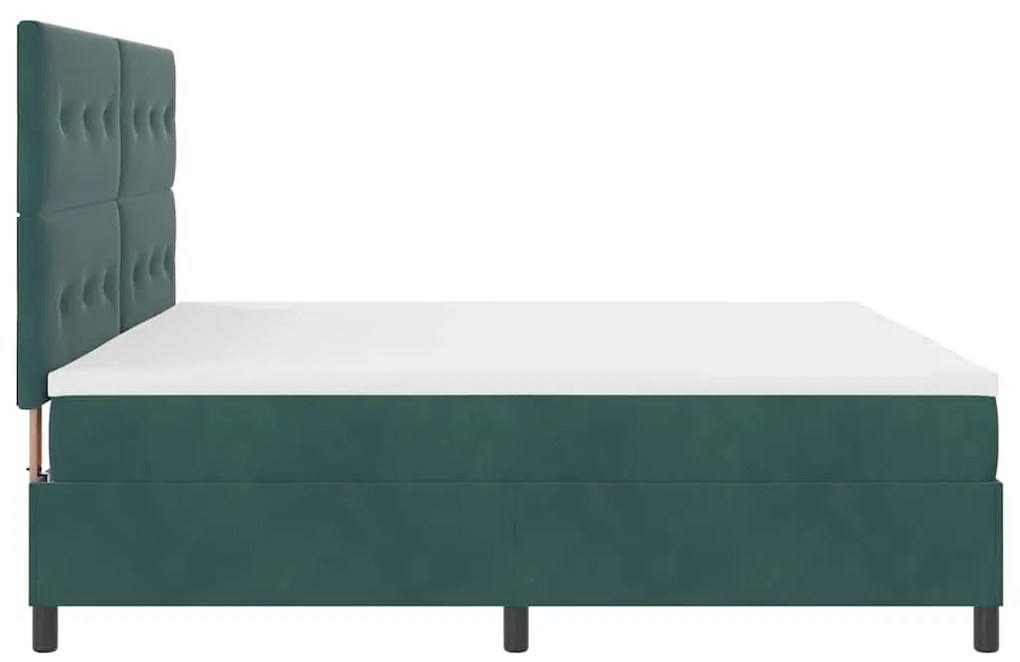 Cama Box com Colchão e LED Verde Escuro 200x200 cm Veludo