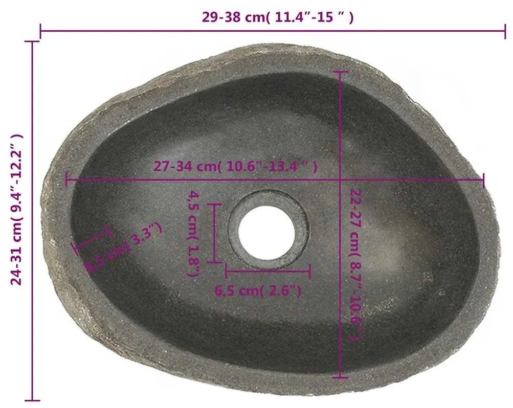 Lavatório pedra do rio oval 29-38 cm