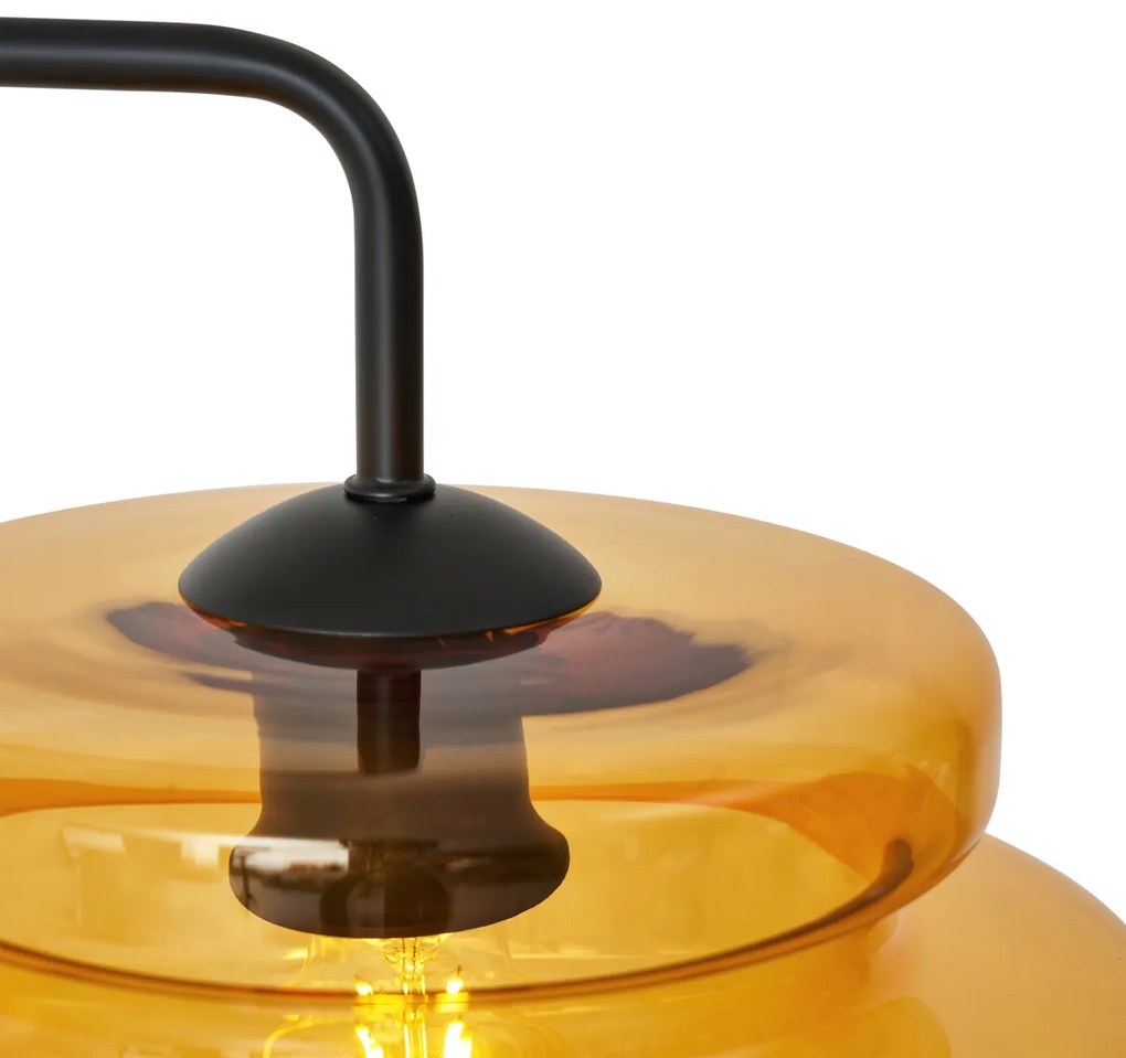 Candeeiro de pé retro preto com vidro laranja - Denise