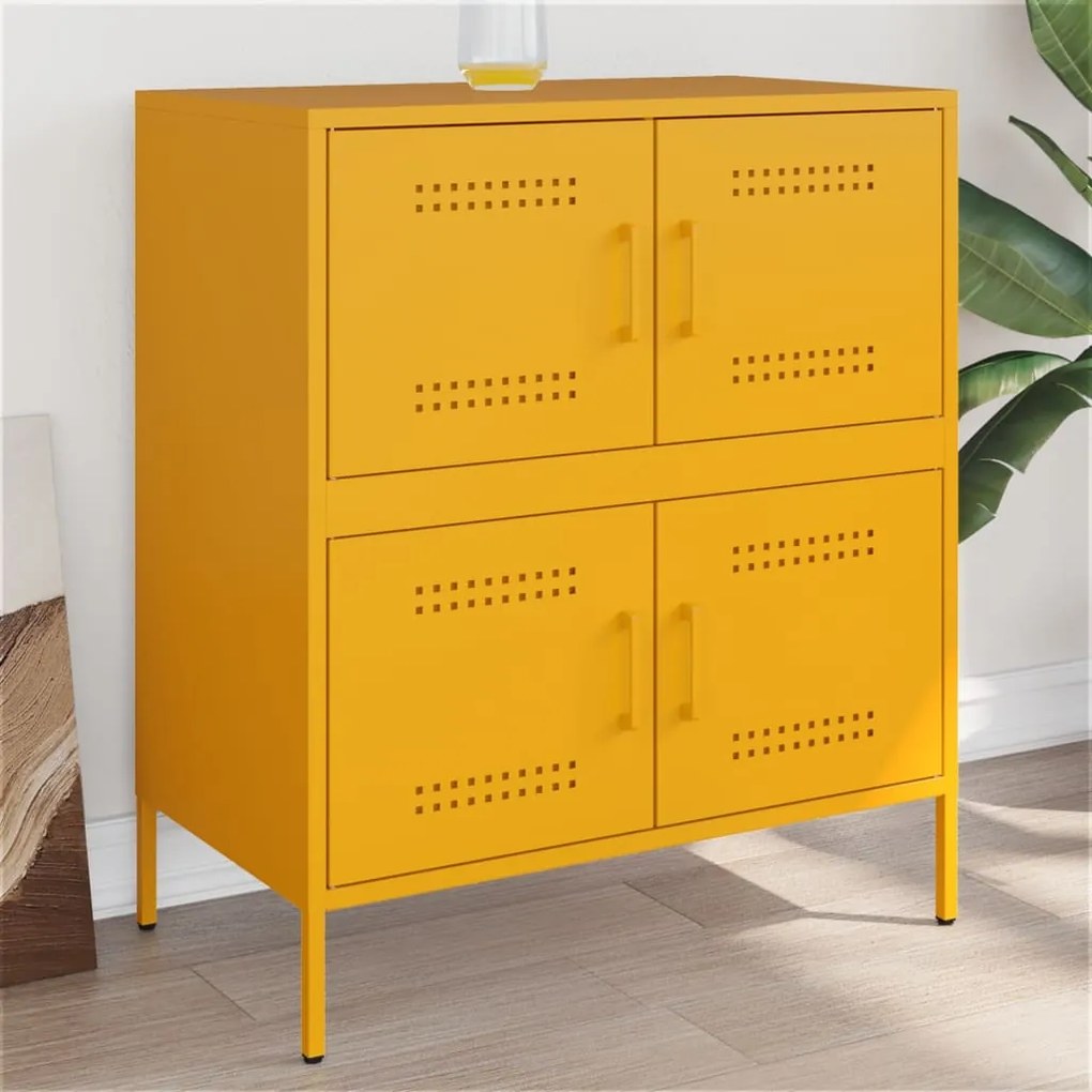 vidaXL Aparador 68x39x79 cm aço amarelo mostarda