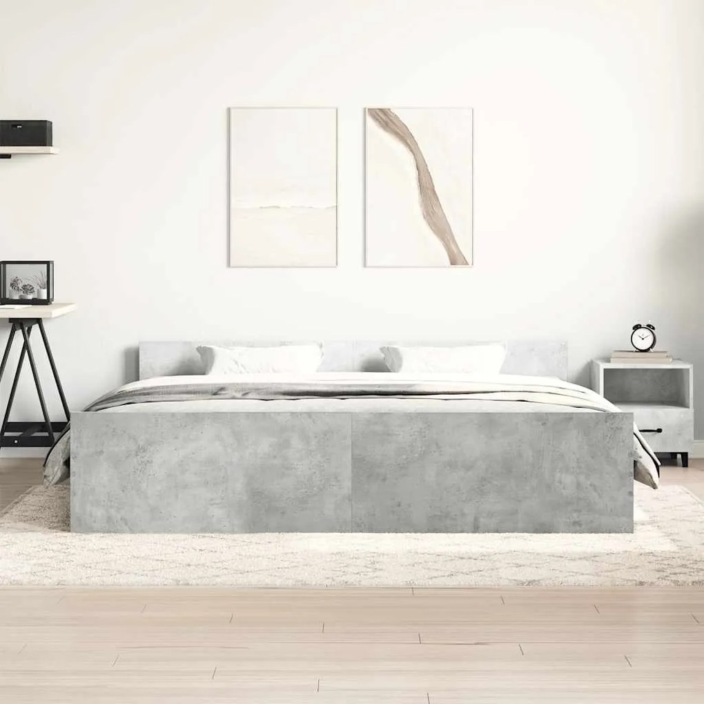 Estrutura cama c/ cabeceira e apoio pés 160x200cm cinza cimento