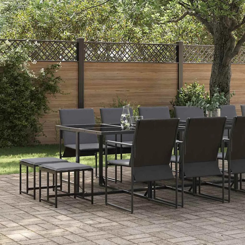Conjunto de Jantar de Jardim com 22 Peças e Almofadas em Aço e Textile