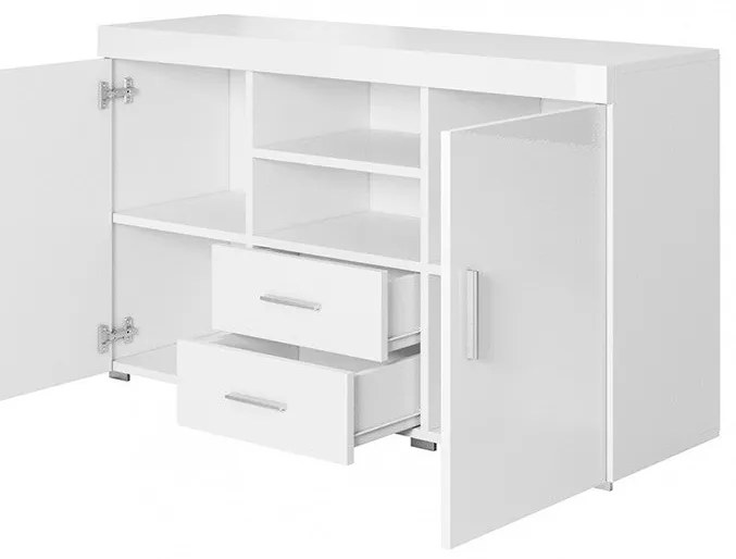 Aparador Manvy de 140cm - Branco Brilhante - Design Moderno