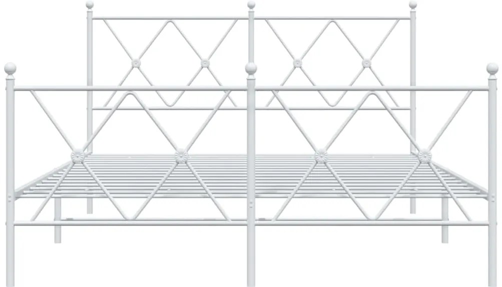 Estrutura de cama com cabeceira e pés 140x200 cm metal branco