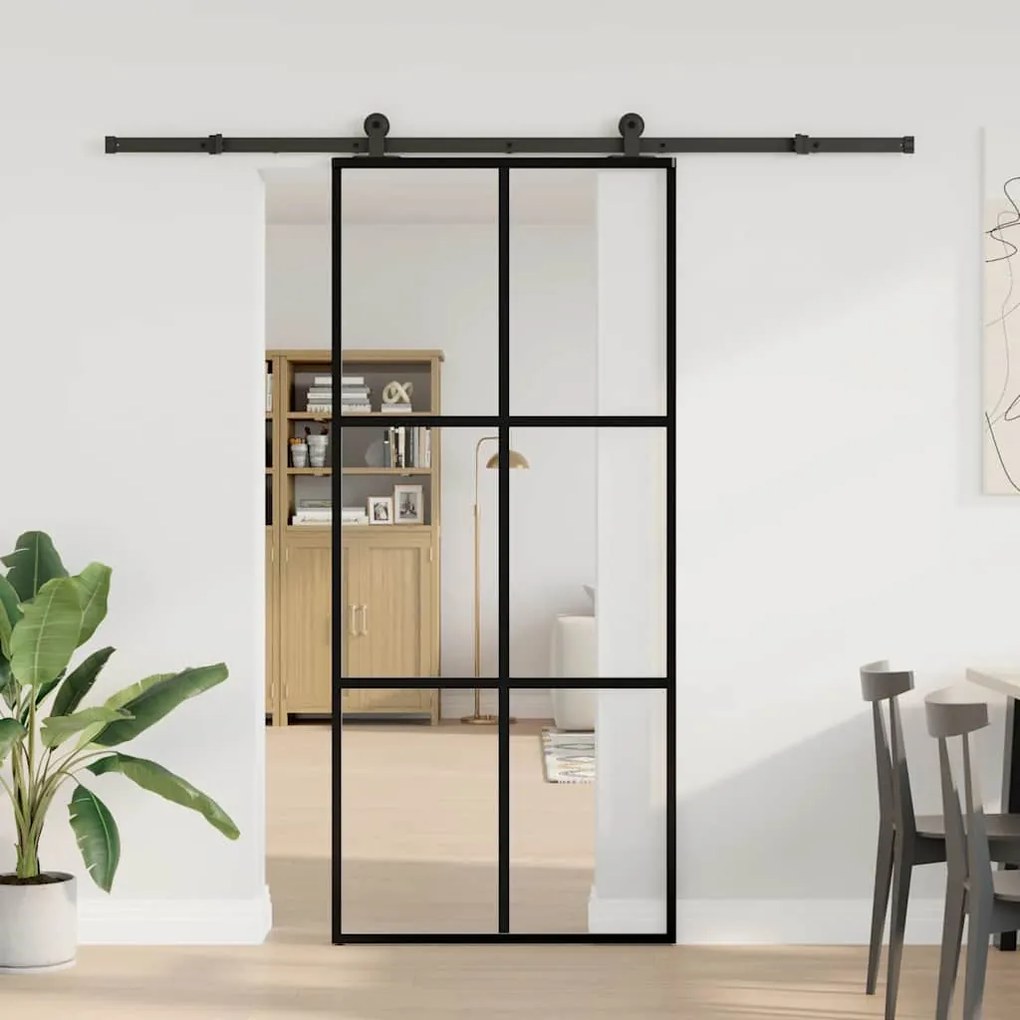 Porta deslizante c/ conj. ferragens 90x205cm vidro ESG/alumínio