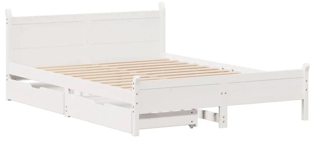 Cama sem colchão 140x190 cm madeira de pinho maciça branco