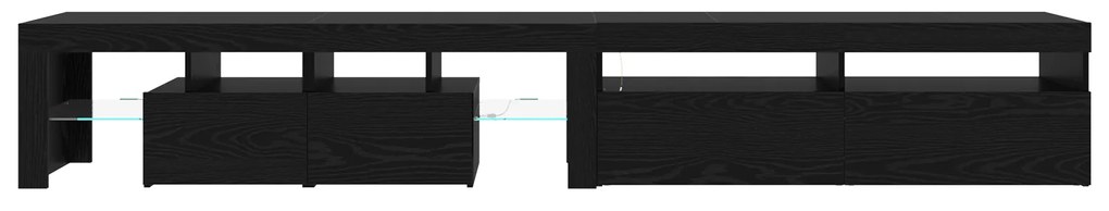 Gabinetes de TV 2 pcs com Luzes LED Carvalho Preto Madeira Ingenheirad