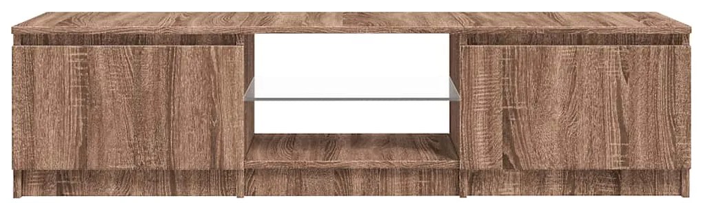Móvel de TV com luzes LED 140x40x35,5 cm carvalho castanho