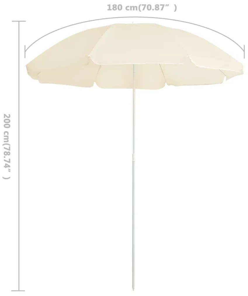 Guarda-sol de jardim com poste de aço 180 cm cor areia