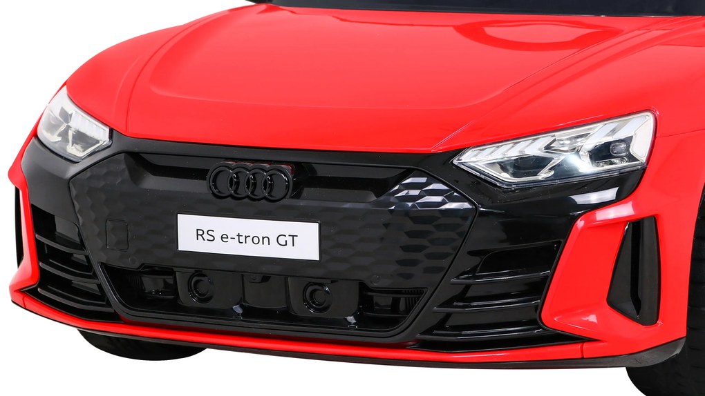 Carro elétrico para Crianças 12V 4x4 Audi RS E-Tron GT Rodas de EVA, Assento de couro Vermelho